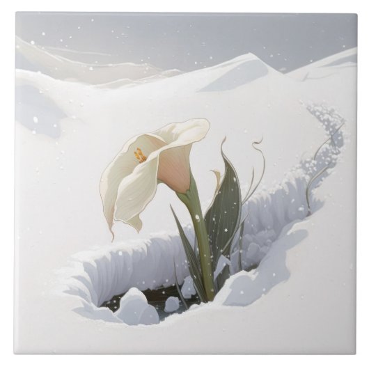 Calla Lily im Berg durch Schnee brechen Fliese (Vorderseite)