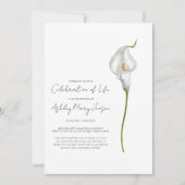 Calla Lily Lebensfeier Bestattung Einladung (Vorderseite)