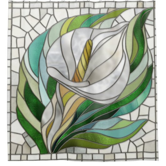 Calla Lily Mosaic Art Duschvorhang (Vorderseite)