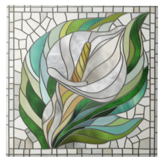 Calla Lily Mosaic Art Fliese (Vorderseite)
