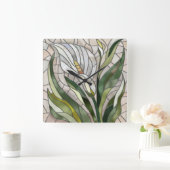Calla Lily Mosaic Art Quadratische Wanduhr (Zuhause)