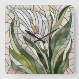 Calla Lily Mosaic Art Quadratische Wanduhr