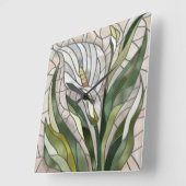 Calla Lily Mosaic Art Quadratische Wanduhr (Winkel)