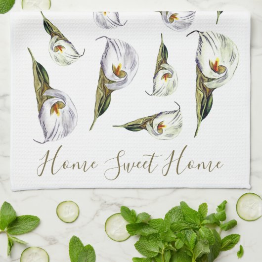 Calla Lily Muster Zuhause Sweet Zuhause Custom Geschirrtuch (Gefaltet)
