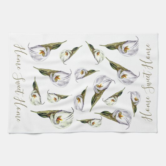 Calla Lily Muster Zuhause Sweet Zuhause Custom Geschirrtuch (Horizontal)