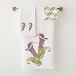 Calla Lily Nachtleben Illustrationsmuster Badhandtuch Set