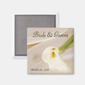 Calla Lily on White Satin Magnet (Vorderseite/Rückseite)