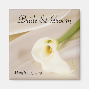 Calla Lily on White Satin Magnet