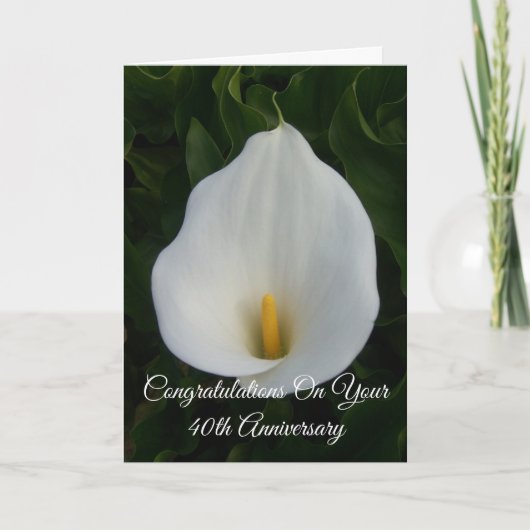 Calla Lily Personalisiert 40. Hochzeitstag Karte (Vorderseite)