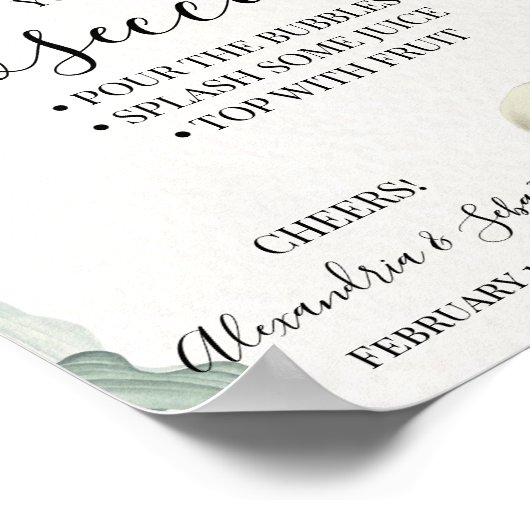 Calla Lily Pimp Ihr Prosecco Brautparty Zeichen Poster (Ecke)