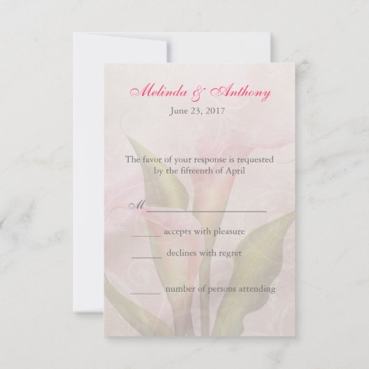 Calla Lily Pink RSVP Card (Rückseite)
