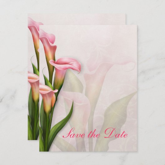 Calla Lily Pink Save the Date (Vorne/Hinten)