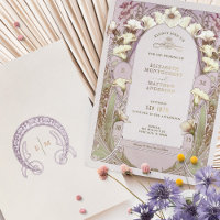 Calla Lily Rose Gold Foil Hochzeit Einladung Mucha