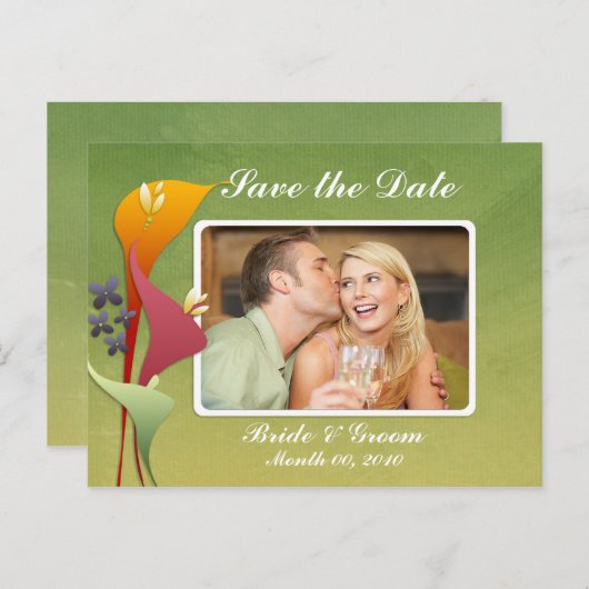 Calla Lily Save the Date Foto Postkarten (Vorne/Hinten)
