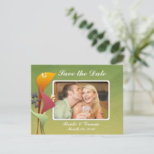 Calla Lily Save the Date Foto Postkarten (Stehend Vorderseite)
