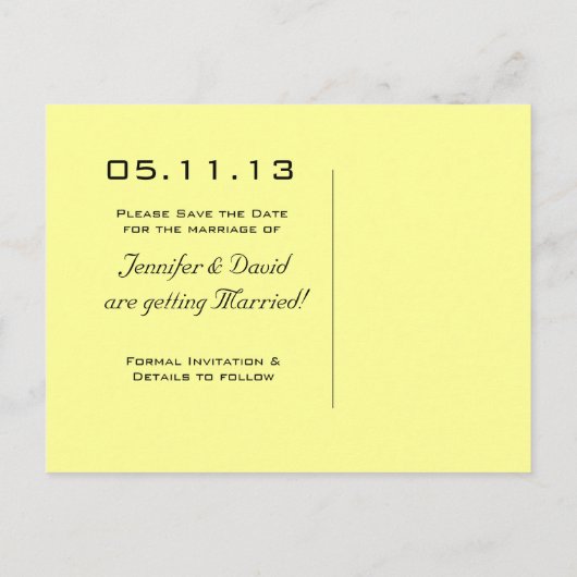 Calla Lily Save the Date Postcard Ankündigungspostkarte (Rückseite)