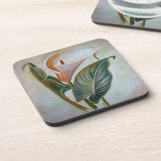 Calla Lily Schöne botanische Kunst Untersetzer (Linke Seite)