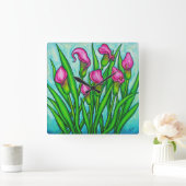Calla Lily Square Wall Clock Quadratische Wanduhr (Zuhause)