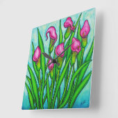 Calla Lily Square Wall Clock Quadratische Wanduhr (Winkel)