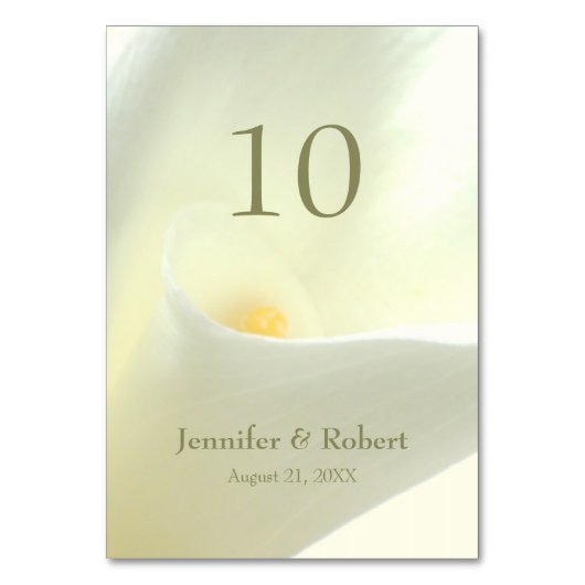 Calla Lily Tischnummer (Vorderseite)