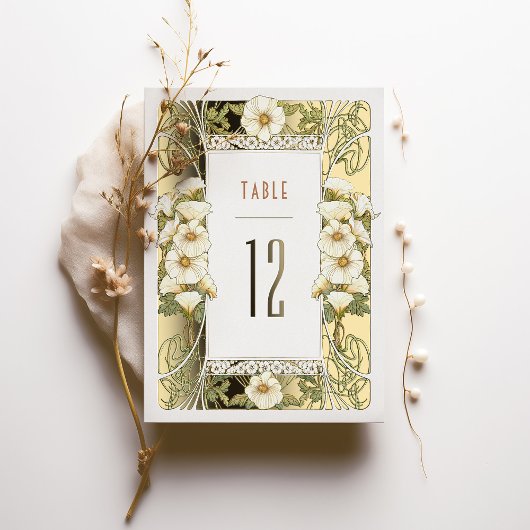 Calla Lily Tischnummern Art Nouveau Mucha