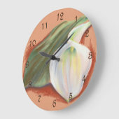 Calla Lily und Leaf Große Wanduhr (Winkel)