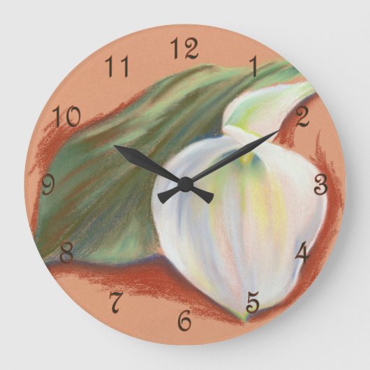Calla Lily und Leaf Große Wanduhr (Vorderseite)