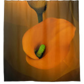 Calla Lily Warm Gelbe Nebel Hintergrund Duschvorhang (Vorderseite)