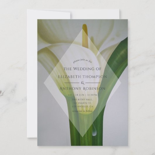 Calla Lily Wedding Einladung (Vorderseite)
