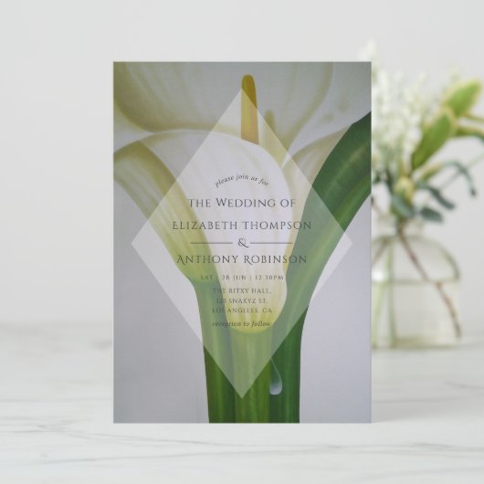 Calla Lily Wedding Einladung (Stehend Vorderseite)