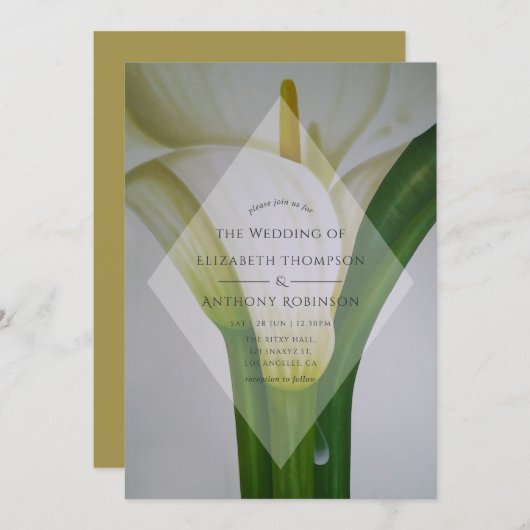 Calla Lily Wedding Einladung (Vorne/Hinten)