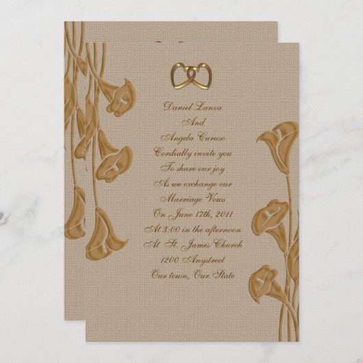 Calla Lily Wedding Einladung (Vorne/Hinten)