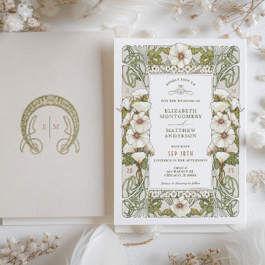 Calla Lily Wedding Einladungen Art Nouveau Mucha