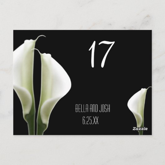 Calla Lily Wedding Table Card Postca Postkarte (Rückseite)