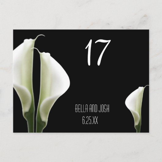 Calla Lily Wedding Table Card Postca Postkarte (Vorderseite)