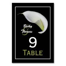 Calla Lily Wedding Tischnummern Cards