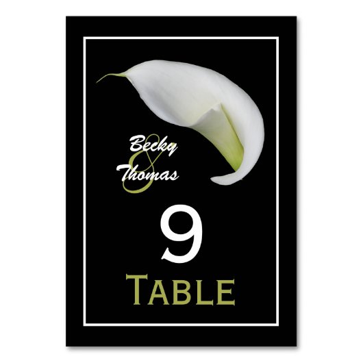 Calla Lily Wedding Tischnummern Cards (Vorderseite)