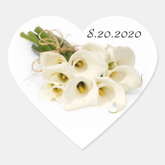 Calla Lily Wedding Umschlag Aufklebers Herz-Aufkleber (Vorderseite)