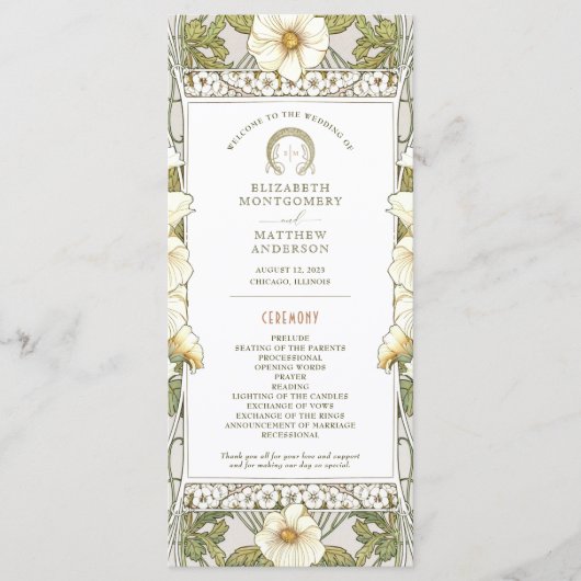 Calla Lily Zeremonie Programm Jugendstil Mucha (Vorderseite)