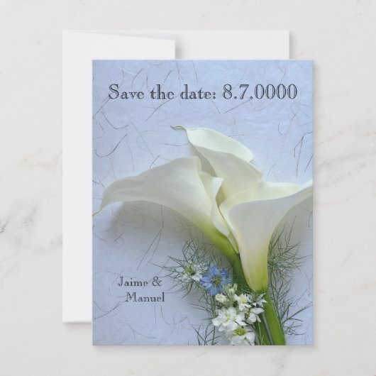 Calla lis mit Nigella und Stock Blume Save The Date (Vorderseite)