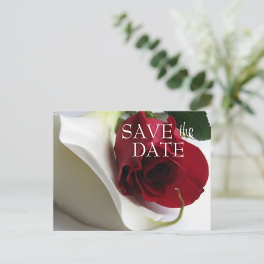 Calla/Rose Save the Date Postkarte (Stehend Vorderseite)