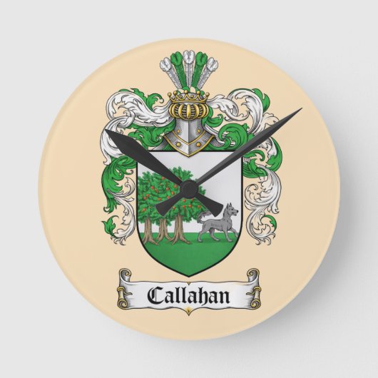 Callahan Coat of Arms Round Clock ( Runde Wanduhr (Vorderseite)