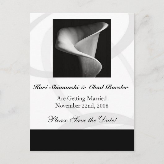 CallaLily Save the Date Ankündigungspostkarte (Vorderseite)