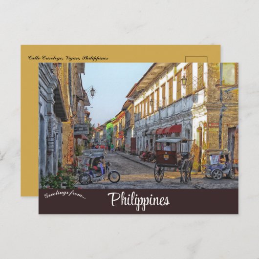 Calle Crisologo Vigan Philippines Postkarte (Vorne/Hinten)