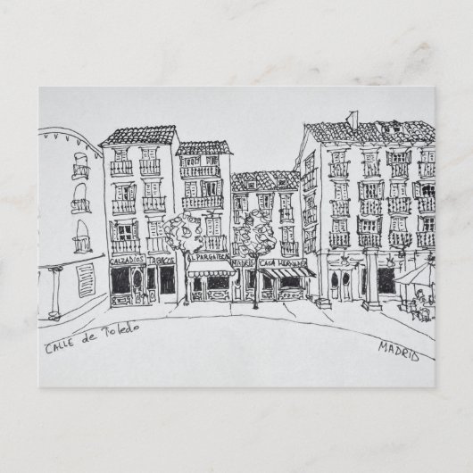 Calle de Toledo Einkaufsstraße, Madrid, Spanien Postkarte (Vorderseite)