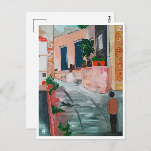 Calle del San Miguel Malerei von Alfred Fox Postkarte (Vorne/Hinten)