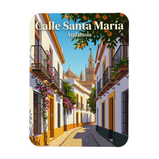 Calle Santa María, Sevilla Spanien Magnet (Vertikal)