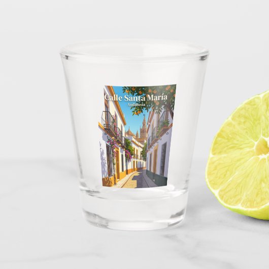 Calle Santa María, Sevilla Spanien Schnapsglas (Vorderseite)