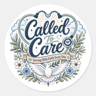 Called To Care Florale Christliche Gesundheitsarbe Runder Aufkleber