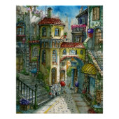 Callejón de Cuento de Hadas en Acuarela Poster (Vorderseite)